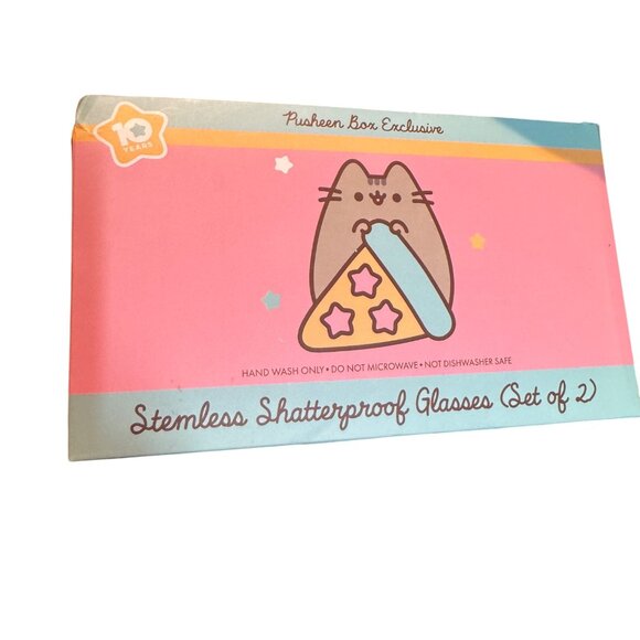 Pusheen Box Exclusive Stemless Shatterproof Glasses Set of 2 Winter 2020 NIB NWT - Picture 4 of 10